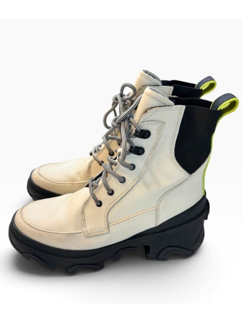 SOREL Womens Brex Chelsea Waterproof Boots~Size 6.5~Chalk/Black/Green P7 10 - Picture 4 of 12